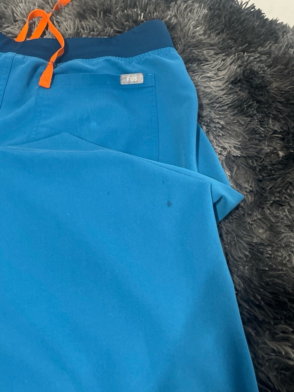 Figs Women's Teal Blue Scrub Pants with Orange Drawstring